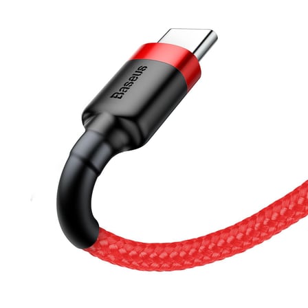 Cafule Serisi Type-C 2A Şarj ve Data Aktarım Kablosu 2 Metre Red Red