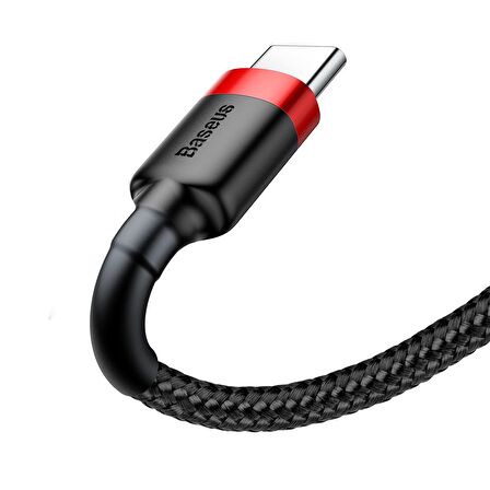 Baseus Cafule 2A Type-C 2 Metre Şarj Kablosu Kırmızı - Siyah