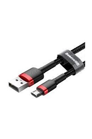 Baseus Cafule Serisi, Şarj & Data Aktarım Kablosu, 1M, 2.4A, USB Type A & Micro USB - Kırmızı