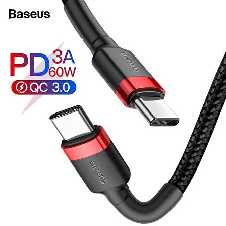 Baseus Cafule 3A Type-C 1 Metre Şarj Kablosu Siyah