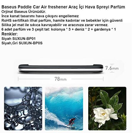 Baseus Paddle Car Air freshener Araç İçi Hava Spreyi Parfüm Siyah