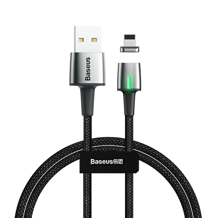 Baseus Zinc Magnetic 2.4A 100 cm Lightning Kablo Siyah