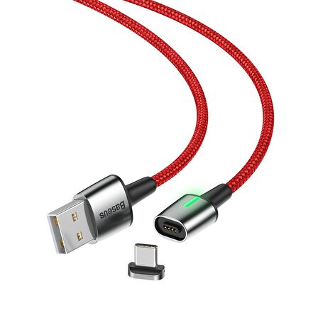 Baseus Zinc Magnetic 3A 100 cm Type-C Kablo Kırmızı