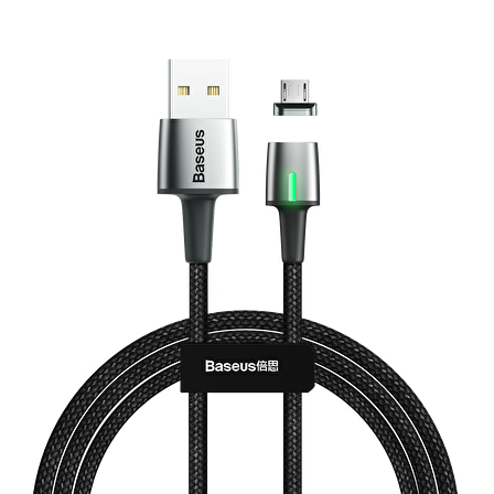 Baseus Zinc Manyetik Uçlu 1.5A 2 Metre Micro USB Kablo Siyah