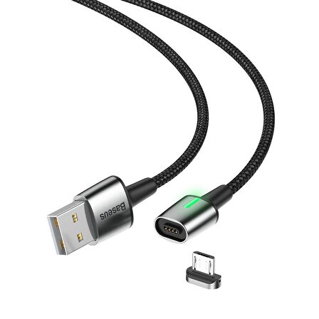Baseus Zinc Manyetik Uçlu 1.5A 2 Metre Micro USB Kablo Siyah
