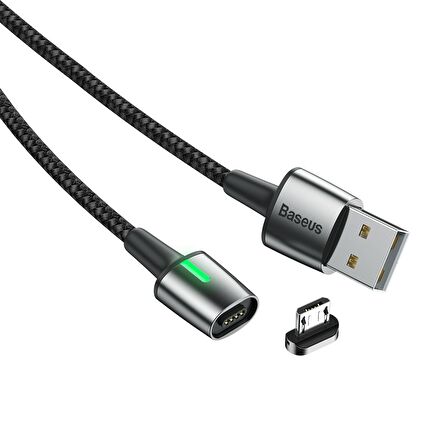 Baseus Zinc Manyetik Uçlu 1.5A 2 Metre Micro USB Kablo Siyah