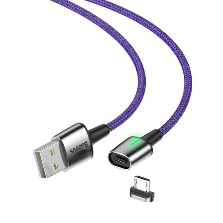 Baseus Zinc Manyetik Uçlu 1.5A 2 Metre Micro USB Kablo Mor
