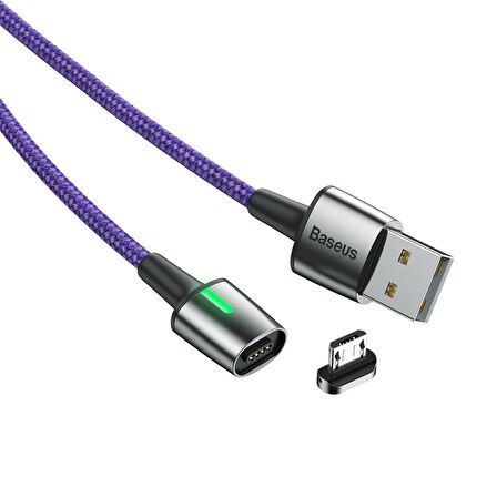 Baseus Zinc Manyetik Uçlu 1.5A 2 Metre Micro USB Kablo Mor