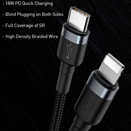 Baseus Cafule Series Type-C To İPhone PD18W Hızlı Şarj Kablosu 1 Metre (Siyah)