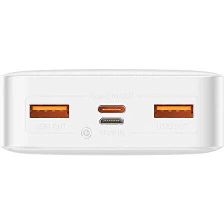 Baseus Bipow 20000 Mah 20W Hızlı Şarj Powerbank Taşınabilir Hızlı Beyaz