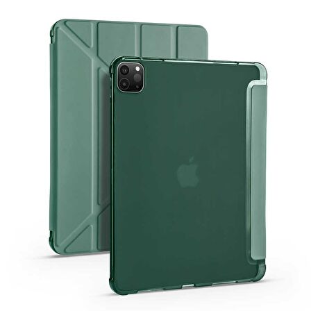 Apple iPad Pro 11 2021 (3.Nesil) Uyumlu Kalemlikli Premium Standlı Katlanabilir Uyku Modu Özellikli Tablet Kılıfı