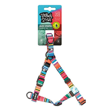 M-Pets Urban Style Jazz Stripes M Kilit Mekanizmalı Göğüs Tasması (Göğüs 50 - 75 cm)