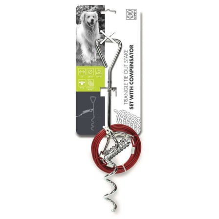 M-Pets Bahçe Bağlama Kazığı/Bağlama Halat 6mt/Red