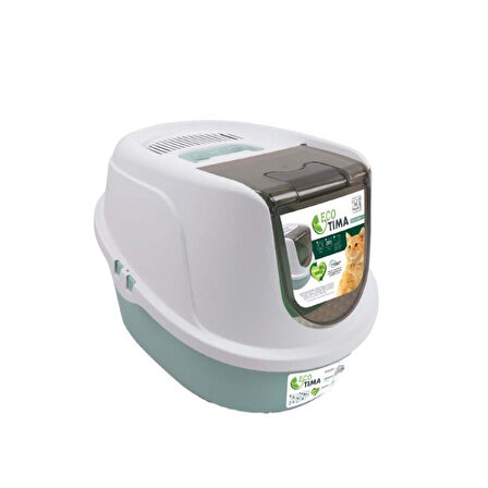 M-Pets Eco Tıma Kapalı Kedi Tuvaleti M 52,3x39,7x38 CM Yeşil