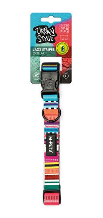M-Pets Urban Style Jazz Stripes L Kilit Mekanizmalı Boyun Tasması (Boyun 38 - 66 cm)