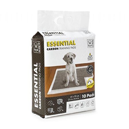 M-PETS ESSENTIAL CARBONLU YAPIŞKANLI ÇİŞ PEDİ 60X90CM 10LU