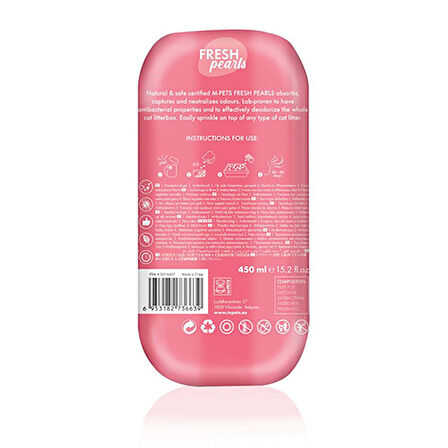 M-Pets Fresh Pearls Çiçek Kokulu Kedi Kumu Deodorantı 450 ML 