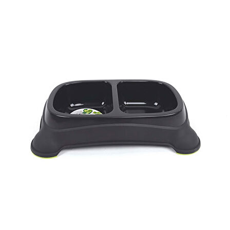M-Pets Eco Double İkili Plastik Kedi ve Köpek Mama ve Su Kabı Siyah 2x400 Ml 