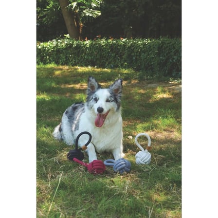 M-Pets Coto Grey Loop Ball 8Cm Çekmeli̇ Örgü Top Oyuncak