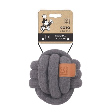 m-pets coto grey ball 15cm örgü top oyuncak