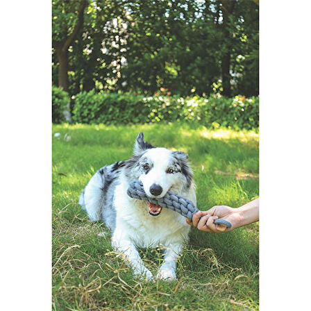 M-Pets Örgü Köpek Oyuncağı Gri 34 Cm 