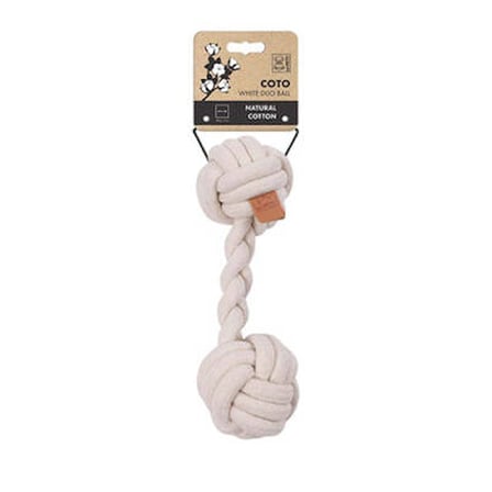 Beyaz Duo Ball Örgü Köpek Oyuncağı 28 Cm