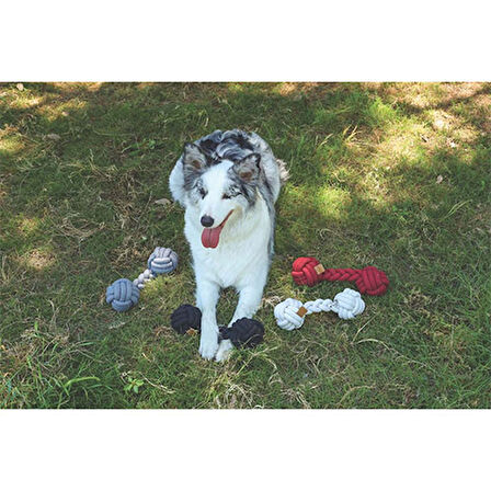 M-Pets Coto Gri Duo Ball Örgü Köpek Oyuncağı 28 Cm 