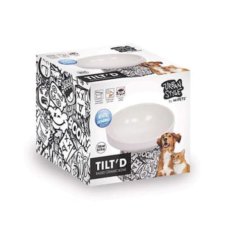 Urban Style Seramik Kedi Mama ve Su Kabı Siyah Beyaz 250 Ml 12x12,5x9,5 Cm