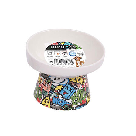 M-Pets Urban Style Seramik Kedi Mama ve Su Kabı Color Mix 250 Ml 12x12,5x9,5 Cm 