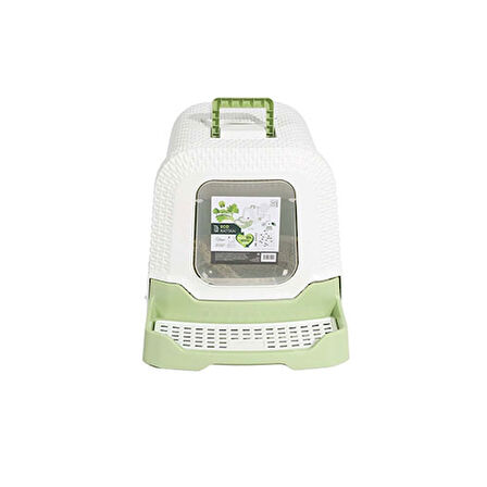 M-Pets Eco Rattan Kapalı Kedi Tuvaleti Yeşil 69x42x41 Cm 