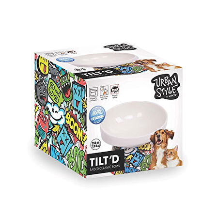 M-Pets Urban Style Seramik Kedi Mama ve Su Kabı Color Mix 350 Ml 14,5x14,5x11,5  Cm 
