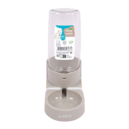 M-Pets Refresh Hazneli Kedi ve Köpek Su Kabı Bej 850 Ml 