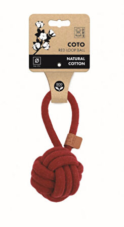 M-Pets Coto Kırmızı Çekmeli Örgü Halat Top Köpek Oyuncağı 8 cm