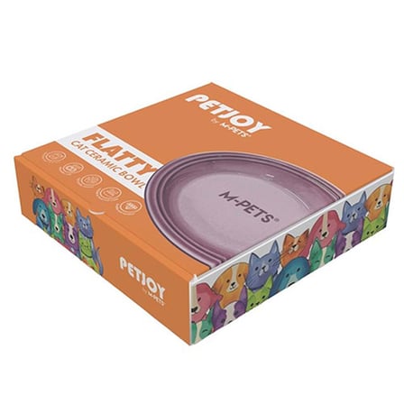 M-Pets Petjoy Flatty Seramik Kedi ve Köpek Mama Ve Su Kabı Mor 500 Ml 