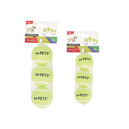 M-Pets Hop Tenis Topu Köpek Oyuncağı Sarı 3'lü 5 Cm 