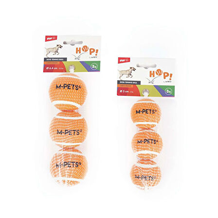 M-Pets Hop Tenis Topu Köpek Oyuncağı Turuncu 3'lü 6,4 Cm 