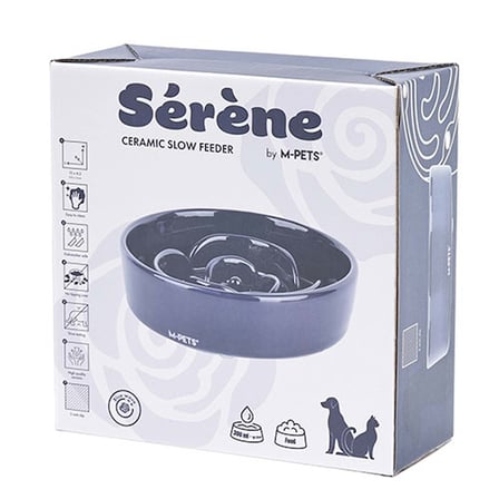 M-Pets Serene Rose Seramik Yavaş Beslenme Mama Kabı Lacivert 300 Ml 