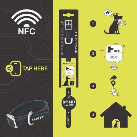 M-PETS BOND NFC SİSTEMLİ SİLİKON BOYUN TASMASI (M)