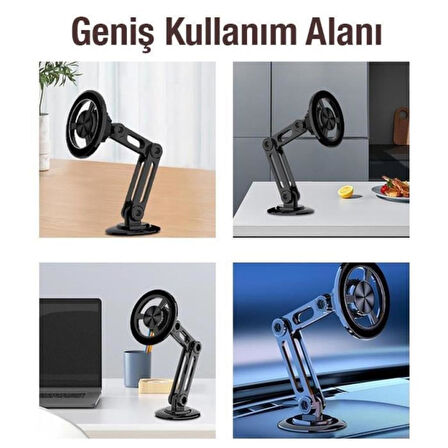 Coofbe Güçlü Metal Magsafe Uyumlu 360 ° Dönebilen Araç İçi Telefon Tutucu Masaüstü Telefon Tutucu Stand