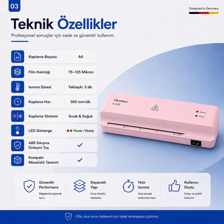 Olymkea A230 A4 Laminasyon Makinası&12 Adet PVC Hediyeli