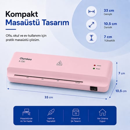 Olymkea A230 A4 Laminasyon Makinası&12 Adet PVC Hediyeli