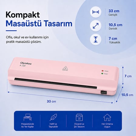 Olymkea A330 A3 Laminasyon Makinası&12 Adet PVC Hediyeli