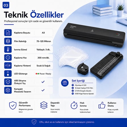 A330s A3 Laminasyon Makinesi 4in1set Ve Hediye 12 Adet PVC Film