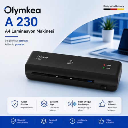 Olymkea A230 A4 Laminasyon Makinası&12 Adet PVC Film Hediyeli