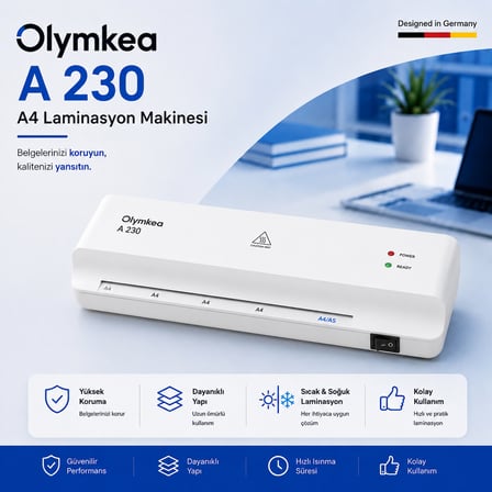 Olymkea A230 A4 Laminasyon Makinası&12 Adet PVC Hediyeli