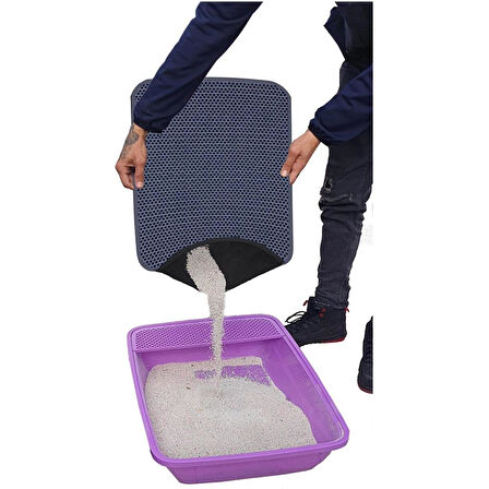 Aktunç Elekli Tuvalet Önü Kedi Kumu Paspası 60X120 cm (GRİ)