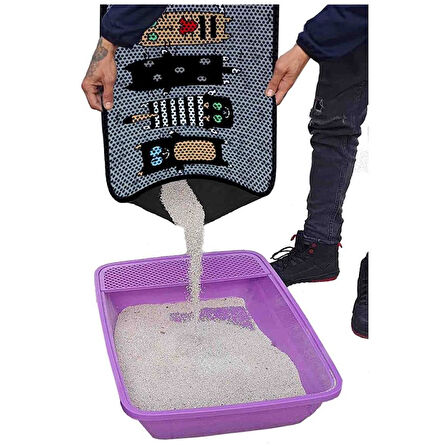 Aktunç Elekli Tuvalet Desenli Önü Kedi Kumu Paspası 60X120 cm DESEN 1