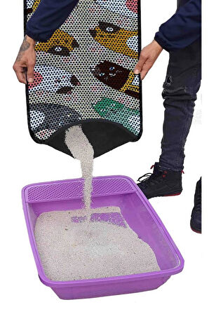 Aktunç Elekli Tuvalet Desenli Önü Kedi Kumu Paspası 60X120 cm DESEN 6