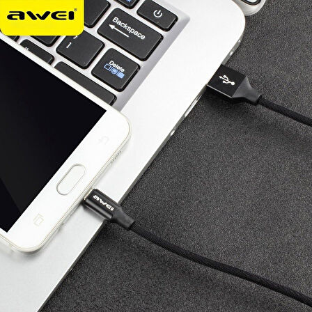 Awei Micro USB Hızlı Şarj ve USB Kablo Kırılmaz 1Mt CL-50 Siyah