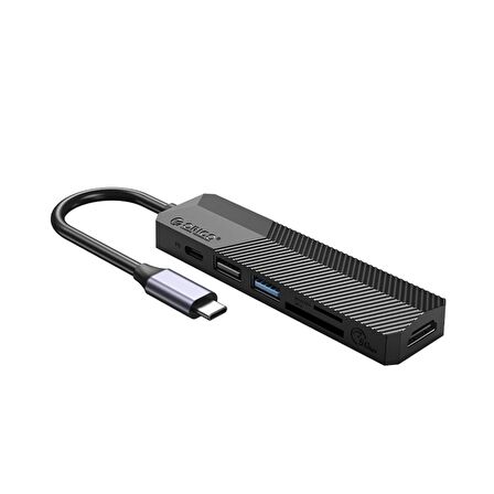 ORICO Type-C Bağlantılı PD55W 2 USB Portlu HDMI Type-C TF/SD Docking Station Siyah